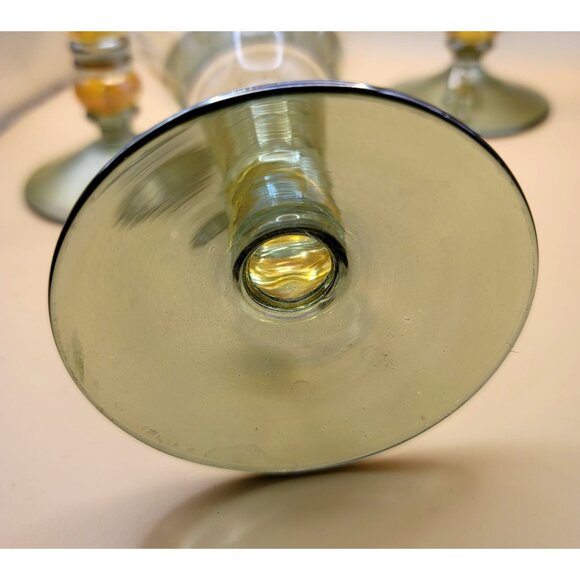 Set Of 4 Handblown Wine or Water Glasses Goblets Multicolor Beaded Stems dh900 - Picture 5 of 9